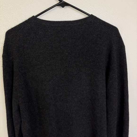Daniel Hecter 2 Ply Cashmere Sweater Mens Large Grey Pullover Long Sleeve Waffle - Picture 7 of 9